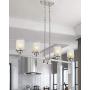 Harriet Modern/Contemporary 4-Light Chandelier Frosted White Linen Glass Shades, Brushed Nickel Finish, Chain Adjustable, HPL03BN-4