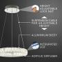JONATHAN Y JYL7218A Reese 15.7'' Adjustable Integrated LED Metal/Crystal Chandelier Pendant Contemporary,Glam Dimmable, for Dining, Living Room, Kitchen, Commercial Office, Chrome/Clear