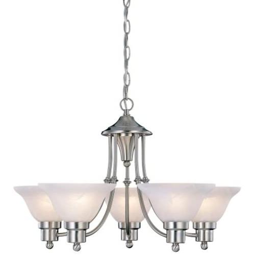 Hardware House 544452 54-4452 Bristol 5 Light Chandelier, 24''x15'', Satin Nickel