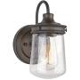 Kira Home Mason 10'' Industrial Farmhouse Wall Sconce/Light, Seeded Glass Shade, Dimmable, Oil Rubbed Bronze Finish
