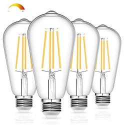 Vintage Dimmable LED Edison Light Bulb 100W Equivalent, 90+ CRI, 1200 LM, ST64/ST21 LED Filament Light Bulbs with Warm White 2700K for Home Reading Room Bathroom, E26 Base, Pack of 4