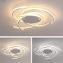 Modern LED Dimmable Ceiling Light with Remote Control Kitchen Island Lamp Dining Table Creative Spiral Flower Shape Design Metal Acrylic Ceiling Chandelier Lighting for Living Room bedroom light White