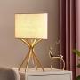 Gold Table Lamp, Kakanuo Modern Bedside Lamp 17 Inches with Linen Shade & Bright Gold Finish Metal Base (Transparent Cord), UL Certification, Lamp for Living Room Bedroom etc.