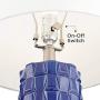 Rico Modern Table Lamps Set of 2 Textured Blue Ceramic Column White Drum Shade for Living Room Bedroom Bedside Nightstand Office Family - 360 Lighting