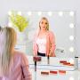FENCHILIN Large Vanity Mirror with Lights, Hollywood Lighted Makeup Mirror with 15 Dimmable LED Bulbs for Dressing Room & Bedroom, Tabletop or Wall-Mounted, Slim Metal Frame Design, White