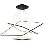 ROYAL PEARL Modern Square Led Chandelier Adjustable Hanging Light Three Ring Collection Contemporary Ceiling Pendant Light H47'' X L32'' x W32''