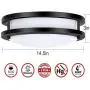 Drosbey 50W Dimmable LED Flush Mount Ceiling Light Fixture, Kitchen Light Fixtures, Ceiling Lights for Bedroom, Bathroom, 14.5 inch, 3000K/4000K/5000K Adjustable, Super Bright 5000 Lumens