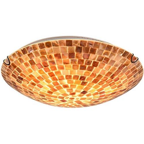 Tiffany Lamp Ceiling, Artzone Handcrafted Tiffany Light Fixtures Ceiling, Stained Glass Ceiling Light for Foyer, Living Room, Dining Room, Bedroom, Bathroom - 16'' Natural Shell Lampshade