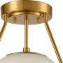 Mid Century Modern Globe Semi Flush Mount Ceiling Light Fixture,White Opal with Brass Finish,Living/Dinning Room