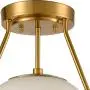 Mid Century Modern Globe Semi Flush Mount Ceiling Light Fixture,White Opal with Brass Finish,Living/Dinning Room