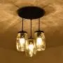 bgLight Farmhouse Semi Flush Mount Mason Jar Glass Lights, 3 Lights Oil Rubbed Ceiling Fixture Cluster Pendant Light for Kitchen Island Living Room Dining Room Bedroom, Black