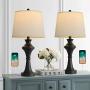 Oneach USB Table Lamp Modern Table Lamps Set of 2 for Living Room with USB Charging Port Bedside Lamp Fabric Drum Shade Accent Lamp Light for Bedroom Black Oneach USB Table Lamp Modern Table Lamps Set of 2 for Living Room with USB Charging Port Bedside Lamp Fabric Drum Shade Accent Lamp Light for Bedroom Black