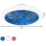 BAYCHEER Doughnut Ceiling Fan Lamp LED Acrylic Semi Flush Mounted Light with Remote Control 3 Light Color Changeable in for Kids Room Bedroom Dining Room Hall Kitchen,Blue