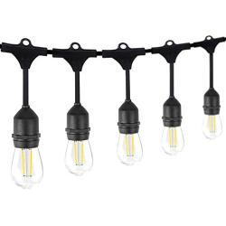 BHCLIGHT Upgraded Commercial Grade Outdoor String Lights Extendable 48FT Patio Lights with 15 Shatterproof S14 Bulbs, Weatherproof Outdoor Party Lights for Backyard, Garden, Bistro, Pergola