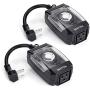[2 Pack] BESTTEN Outdoor 24-Hour Timer, Block Heater Timer, Flat Plug, Grounded Outlet, 6-Inch Power Cord, Heavy Duty, Weatherproof, for Christmas Decoration, ETL Certified