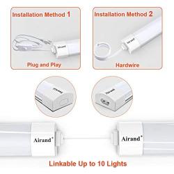 Utility LED Shop Light fixture with Plug, Airand 36W 3600lm Bright White LED Tube Light Ceiling Light for Kitchen, Bedroom, Bathroom, Corded Electric with ON/Off Switch, Linkable, Waterproof IP66, 4FT