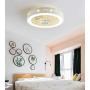 LITFAD 23.5'' Wide Dimmable Ceiling Fan Lighting Metal Round Flush Mount Light Modern Simple Dining Room LED Hanging Ceiling Fan Lamp with Remote Adjustable Speed for Hotel Kids Bedroom - White