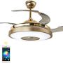 42 inch Ceiling Fan Light with Bluetooth Speaker and Remote Control, Modern 3-color Dimming Chandelier Music Ceiling Fans with Lights fit for Bedroom Dining/Living Room