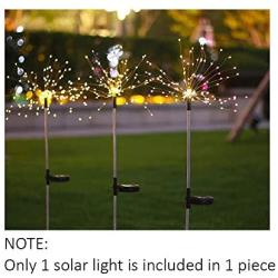 Vyu 90LED Outdoor Solar Garden Lights, Waterproof 2 Flash Modes 50 Copper Wire String, Firework Stake Starburst Fairy Light, DIY Flowers Trees for Walkway Patio Lawn Backyard Christmas (Color)