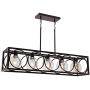 TODOLUZ 5-Lights Kitchen Island Chandelier with Seeded Glass Farmhouse Oil Rubbed Bronze Hanging Light Fixture for Dining Room