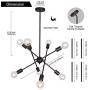 BONLICHT Oil-Rubbed Bronze Sputnik Chandeliers 8 Light Vintage Industrial Semi Flush Mount Ceiling Light Mid Century Modern Pendant Lighting for Kitchen Dining Room Foyer Hallway