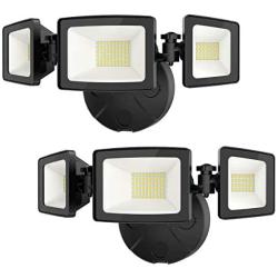 Onforu 2 Pack 50W LED Security Light, 5000LM Outdoor Flood Light Fixture with 3 Adjustable Heads, IP65 Waterproof, 5000K White Wall Mount Security Light for Eave, Exterior Garden, Porch