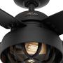 HUNTER 50336 Spring Mill Indoor / Outdoor Ceiling Fan with LED Lights and Pull Chain Control, 52'', Matte Black