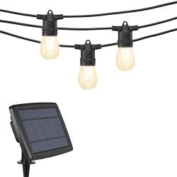 Mr Beams S14 Bulb Solar LED Weatherproof Outdoor String Lights, 27 feet, Black