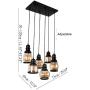 Unitary Brand Antique Black Shade Glass Jar Dining Room Multi Pendant Light Fixture with 6 E26 Bulb Sockets 360W Painted Finish