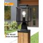 Osimir Outdoor Post Light 2 Pack, 1-Light Exterior Post Lantern with Pier Mount Base, Lamp Post Light Fixture in Black Finish with Cylinder Glass, 6.7''W x 15''H, 2353/1G-2PK