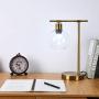 Popity home Industrial Glass Shade Metal Office Reading Gold Desk Lamp, Vintage Bedside Table Lamps for Living Room Bedroom Dorm