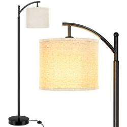 Lakumu Floor Lamp for Living Room, Modern Standing Lamp with Cream Color Fabric Lampshade for Bedroom, Office, Hotel ,Study Room with Floor Switch- E26 Medium Edison Lamp Base.