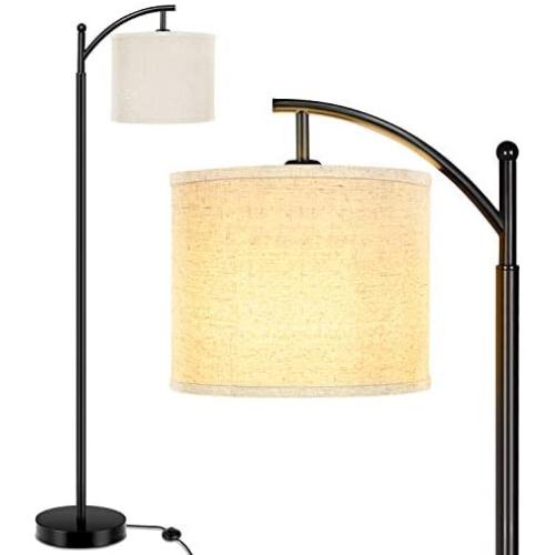 Lakumu Floor Lamp for Living Room, Modern Standing Lamp with Cream Color Fabric Lampshade for Bedroom, Office, Hotel ,Study Room with Floor Switch- E26 Medium Edison Lamp Base.