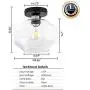 LANROS Industrial Semi-Flush Ceiling Light Fixture with Clear Glass Shade for Dining Room, Bedroom, Cafe, Bar, Corridor, Hallway, Entryway, Passway