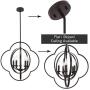 VINLUZ 5-Light Farmhouse Chandeliers Lighting Fixtures Globe Sphere Dining Room Hanging Lamp, Rustic Pendant Lights Orbit Ceiling Light Fixtures for Foyer Kitchen Island Entryway