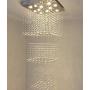 Square Base Spiral Staircase Light Large High Ceiling Light Fixture 12-Lights Raindrop Crystal Chandeliers Modern Living Room Lighting for Hallway Foyer Hall