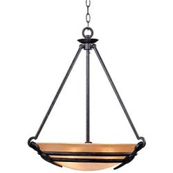 California Old Bronze Bowl Pendant Chandelier 22 1/2'' Wide Mission India Scavo Glass for Dining Room House Foyer Kitchen Island Entryway Bedroom Living Room - Franklin Iron Works