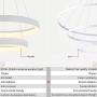 Pendant Light,ROYAL PEARL Modern Chandelier Flush Mount Led Pendant Lamp for Living Room Bedroom Office 2 Rings
