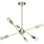 GRUSTRUST 6-Light Gloden Chandeliers Lighting Easy Mount Ceiling Light Chrome Modern Pendant Light Dimmable Lamp Bracket for Living Room Showroom Study Room(Bulbs Not Included)