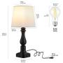 Touch Control 3-Way Dimmable Table Lamp with 2 Fast USB Charging Ports, Resin Heavy-Duty Nightstand Desk Lamp for Bedroom, Guest Room, Bedside and Living Room (LED Bulb Included) (Black)