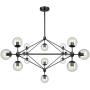 Lampundit 58'' Large Chandelier Lighting 15 Light Chandelier, Black Finish with Globe Glass Shade, Mid Century Modern Industrial Sputnik Hanging Light Fixture for Living Room Dining Room, Hotel