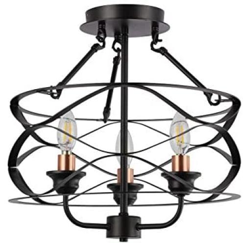 Liylan Vintage Semi-Flush Mount Ceiling Lighting Fixtures Farmhouse Close to Ceiling 3-Lights Industrial Black for Kitchen Dinning Living Room Liylan Vintage Semi-Flush Mount Ceiling Lighting Fixtures Farmhouse Close to Ceiling 3-Lights Industrial Black for Kitchen Dinning Living Room