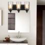 3-Light Vanity Light Fixture Modern Clear Glass Shades Lighting Black Dining Room Lighting Fixtures (3-Light)