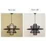 LITFAD Multi Tiers Ceiling Pendant Light 1 Light LED Pendant Lamp Modern Handmade Bamboo Hanging Light for Dining Room Restaurant Living Room - Black, 23.5''(60 cm)