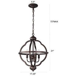 ACLand Farmhouse Chandelier, 4-Light Rustic Pendant Light Fixture Oil Rubbed Bronze Finish Industrial Metal Ceiling Hanging Lighting for Indoor Foyer Kitchen Island Dining Living Room Hallway