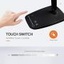 Stylish Metal LED Desk lamp, Unlimited Color Modes, 7 Brightness Levels, Touch Control, 10W for Living Room, Bedroom, Office, with USB Port for Charging Output (Black)