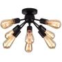 mirrea Mid-Century Semi-Flush Mount Sputnik Ceiling Light with 8 Lights for Foyer Entry Way Hallway Kitchen Dining Room Small Bedroom Living Room Black Painted Metal Fixture