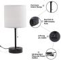 Focondot USB Table Lamp, Phone Stand Bedside Lamp Built-in Dual USB Ports & 2-Prong Outlet, Pull Chain Lamp with White Shade, Minimalist Desk Lamp for Bedroom, Living Room, Office(Set of 2)