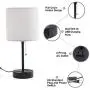 Focondot USB Table Lamp, Phone Stand Bedside Lamp Built-in Dual USB Ports & 2-Prong Outlet, Pull Chain Lamp with White Shade, Minimalist Desk Lamp for Bedroom, Living Room, Office(Set of 2)