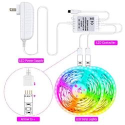 LED Strip Lights 50 ft,WENICE 15m RGB Flexible LED Tape Lights with DC12V Power Supply 24Key IR Remote Controller for Bedroom, Living Room